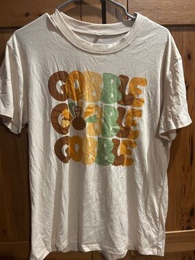 Graphic 'Gobble Gobble' Turkey Tee - Cream with Brown, Orange & Green Print